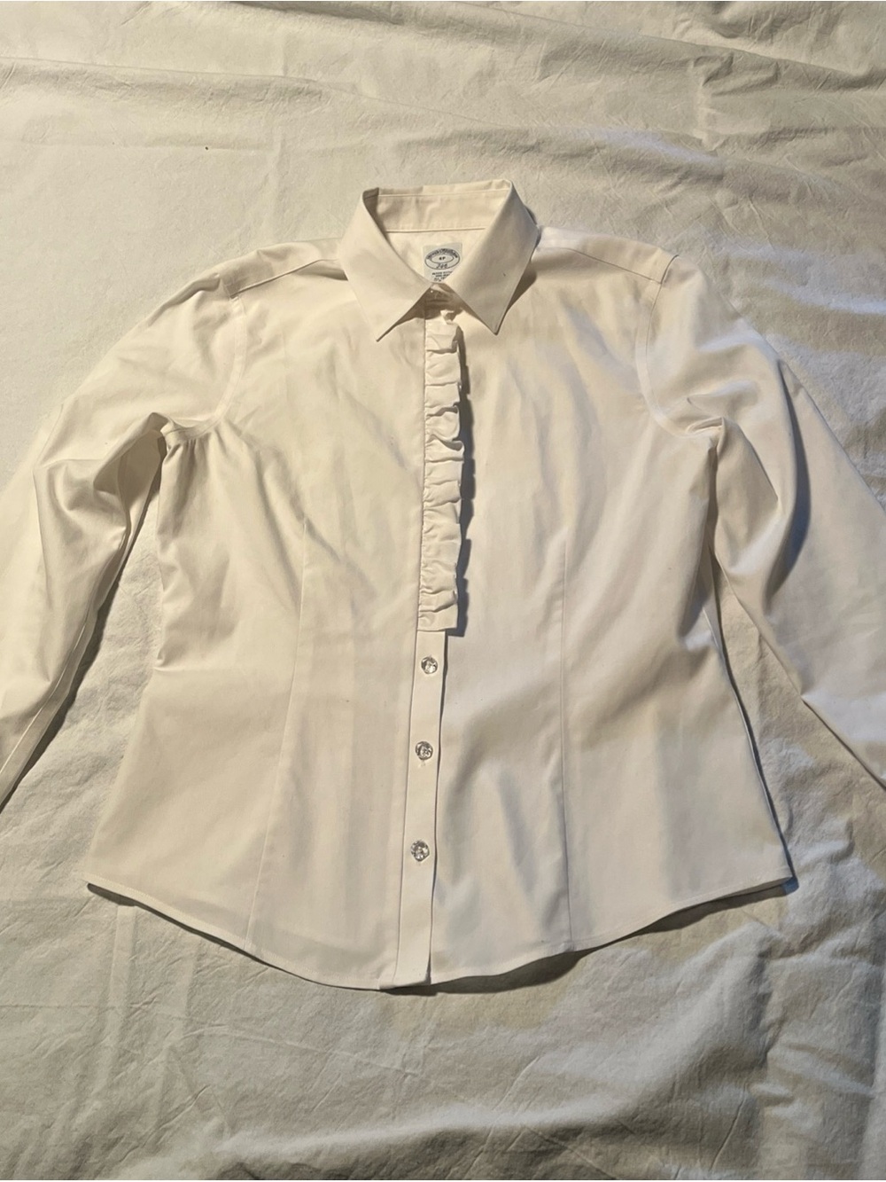 Brooks Brothers 346 White Ruffle-Placket Button-Down Shirt